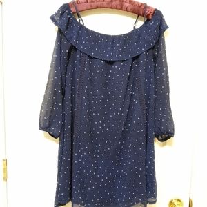 Ruffle navy blue dress